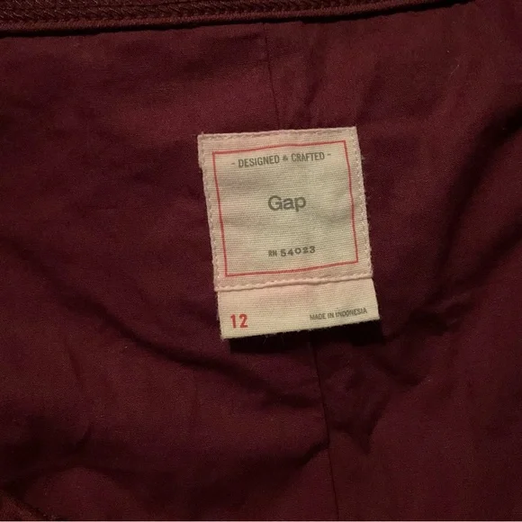 GAP Jacket Zip-Up Size 12 Jacket Burgundy & Peach Cropped Jacket - Picture 7 of 9